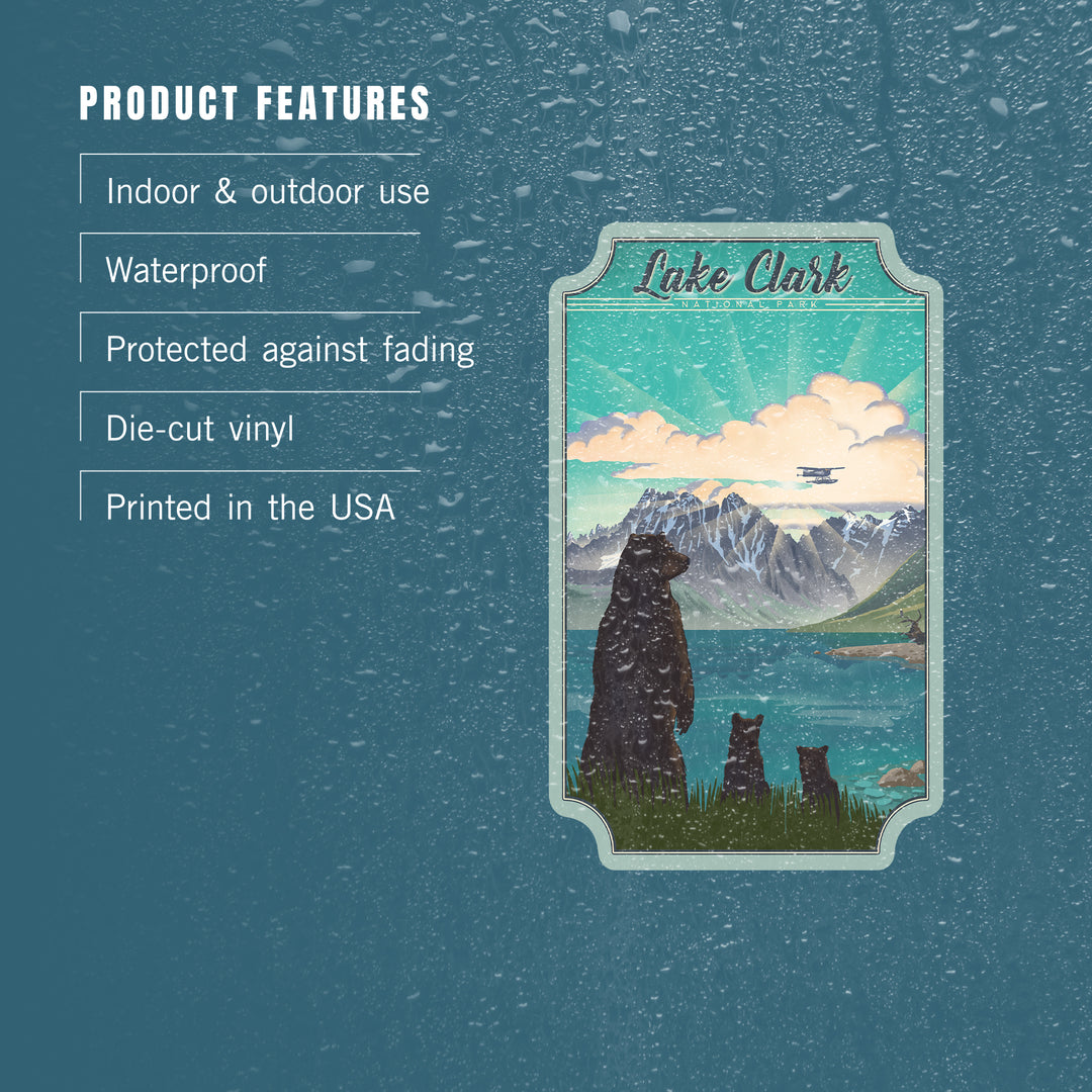 Lake Clark National Park, Alaska, Lithograph, Vinyl Sticker