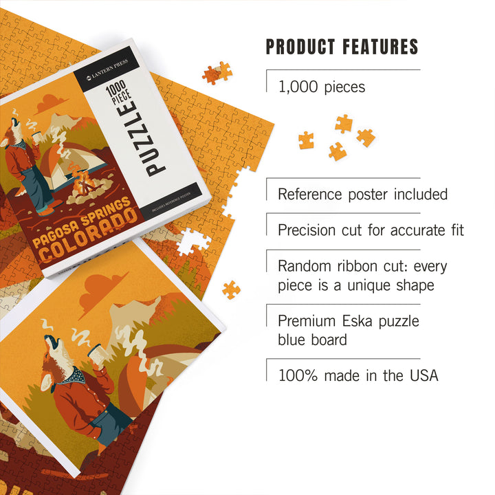 Pagosa Springs, Colorado, Animal Activities Series, Camping Coyote, 1000 Piece Jigsaw Puzzle