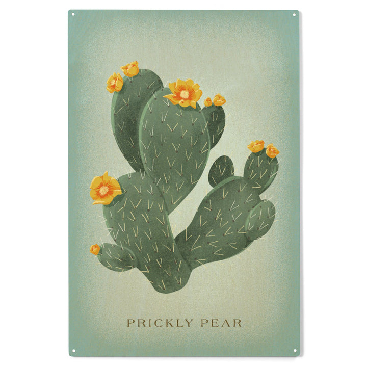 Prickly Pear with Yellow Flowers, Vintage Flora, Wood Sign and Postcards