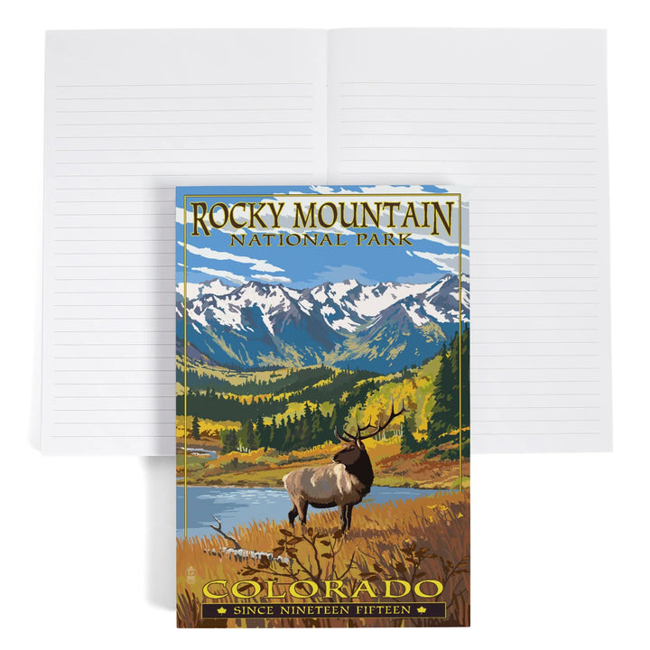 Lined 6x9 Journal, Rocky Mountain National Park, Colorado, Fall and Elk, Lay Flat, 193 Pages, FSC paper