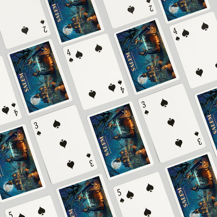 Playing Cards, Salem, Massachusetts, Lithograph, Cemetery, 52 Card Deck with Jokers in Box, Unique Art