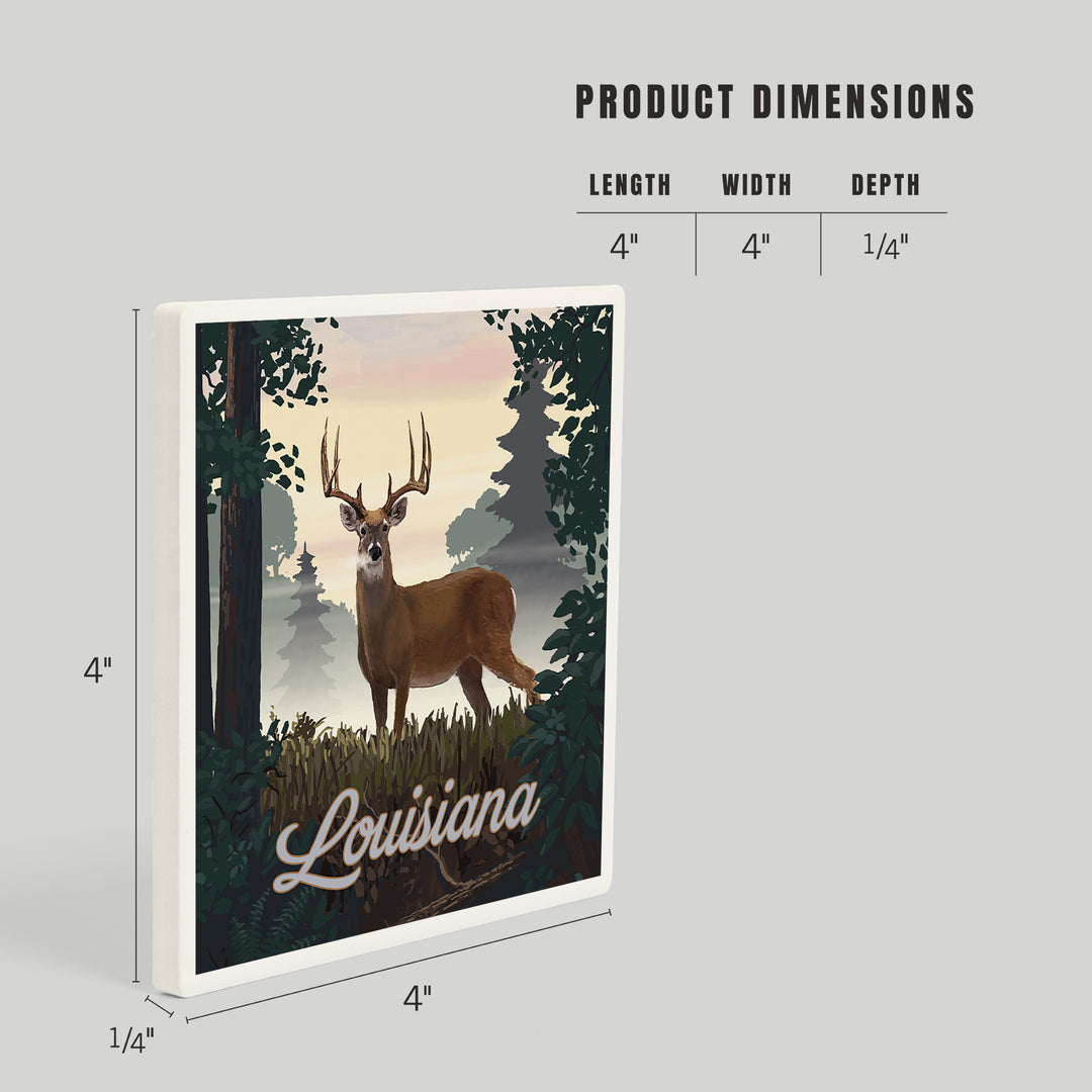 Louisiana, Painterly, Deer and Sunrise, Coasters