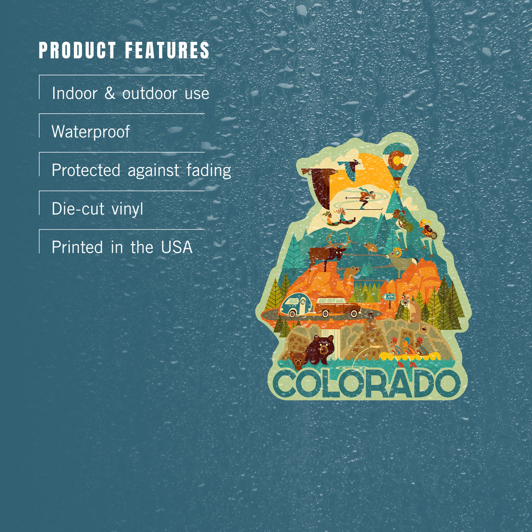 Colorado, Geometric, Contour, Lantern Press Artwork, Vinyl Sticker