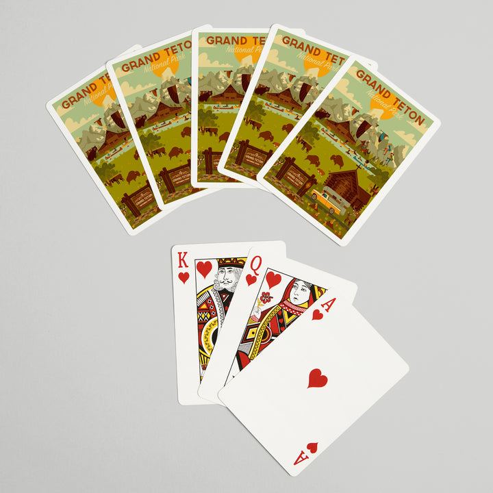 Playing Cards, Grand Teton National Park, Wyoming, Geometric National Park Series, 52 Card Deck with Jokers in Box, Unique Art