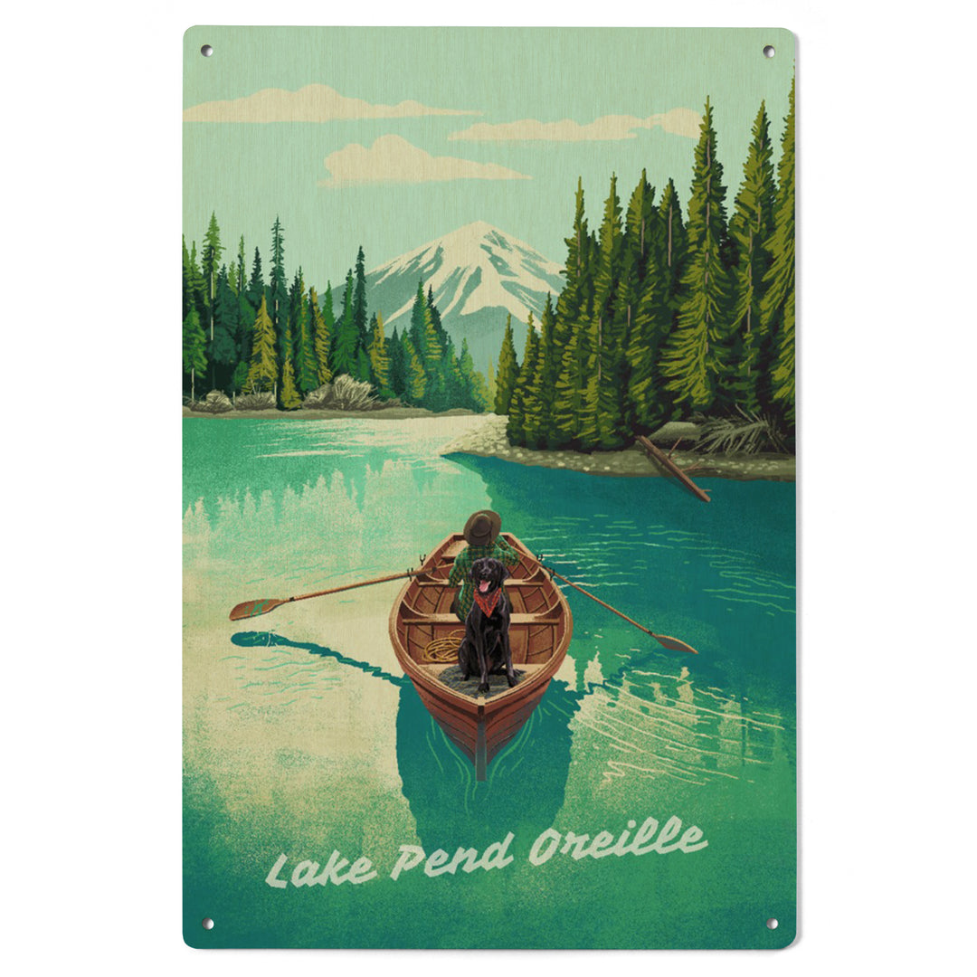 Lake Pend Oreille, Idaho, Get Outside Series, Quiet Explorer, Boating, Mountain, Wood Signs and Postcards - Lantern Press