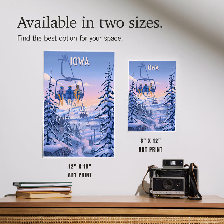 Iowa, Chill on the Uphill, Ski Lift, Art & Giclee Prints - Lantern Press