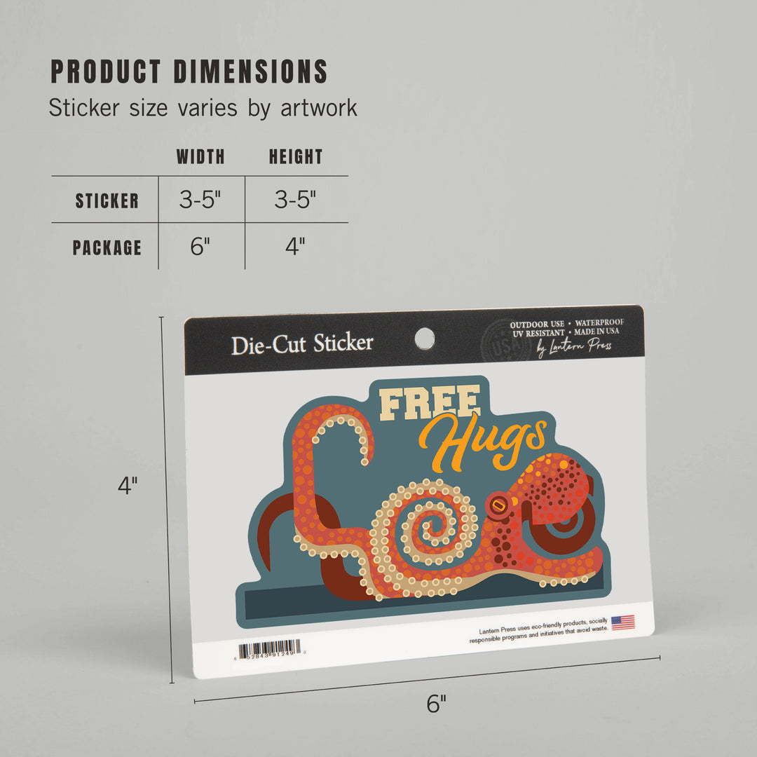 Octopus, Geometric, Free Hugs, Vinyl Sticker