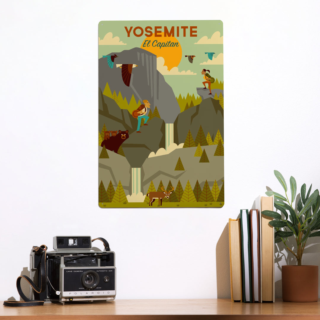 Yosemite National Park, California, El Capitan, Geometric National Park Series, Metal Signs