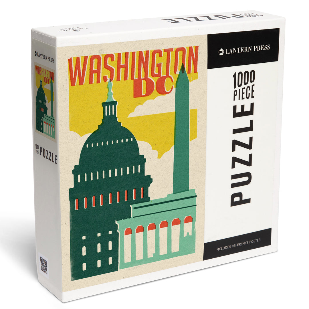 Washington, DC, Woodblock City Series, Architectural Landmarks, 1000 Piece Jigsaw Puzzle