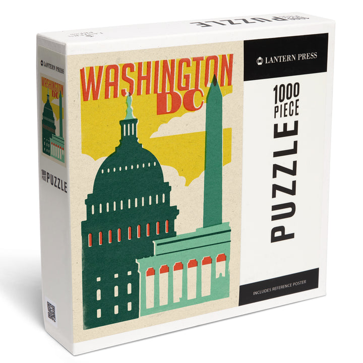Washington, DC, Woodblock City Series, Architectural Landmarks, 1000 Piece Jigsaw Puzzle