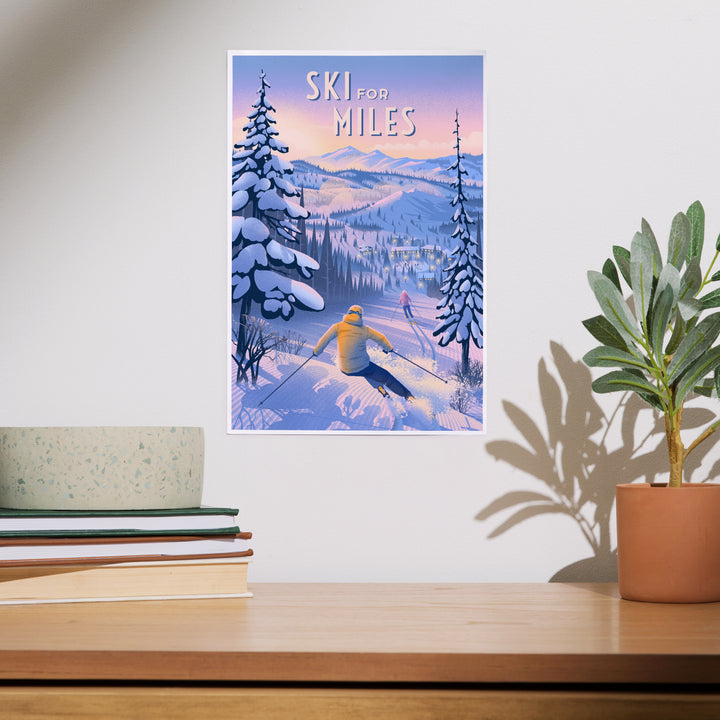 Ski for Miles, Skiing, Art & Giclee Prints