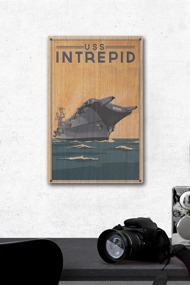 New York City, New York, USS Intrepid, Lithograph, Wood Signs and Postcards