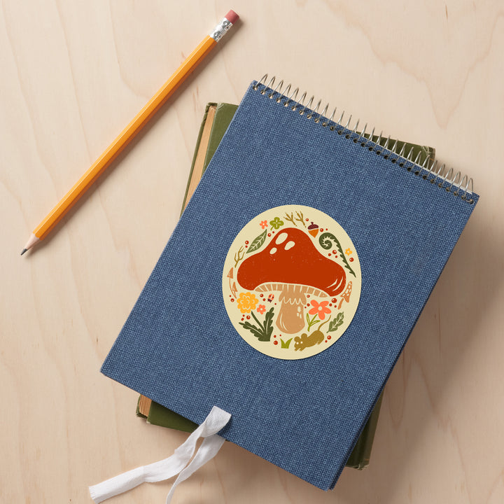 Boho Colorblock, Mushrooms, Vinyl Sticker
