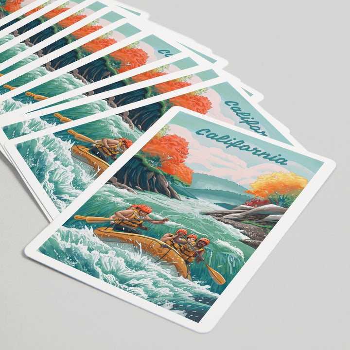 Playing Cards, California, Seek Adventure, River Rafting, 52 Card Deck with Jokers in Box, Unique Art