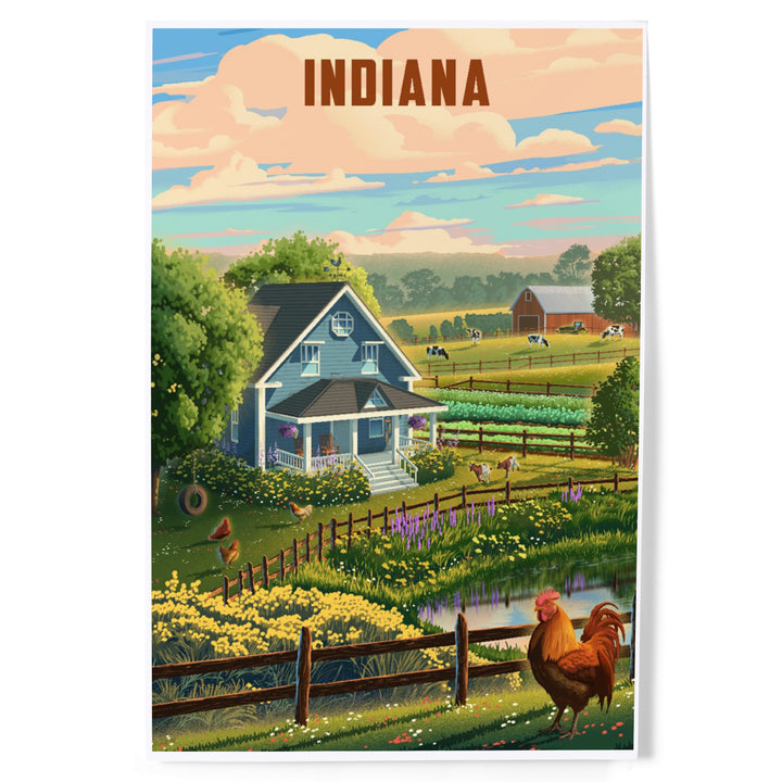 Indiana, Lithograph, Farm Life, Art & Giclee Prints