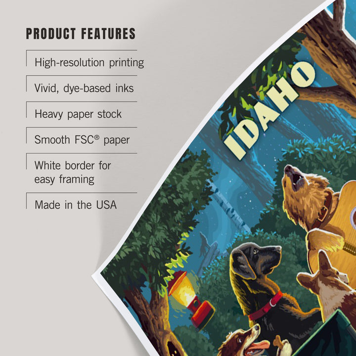 Idaho, Painterly, Pack Life, Dogs Around Campfire, Art & Giclee Prints