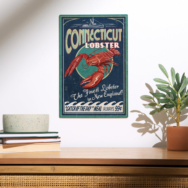 Connecticut, Lobster Shack Vintage Sign, Wood Sign and Postcards