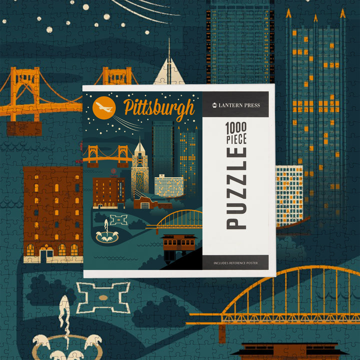 Pittsburgh, Pennsylvania, Retro Skyline Classic Series, Jigsaw Puzzle