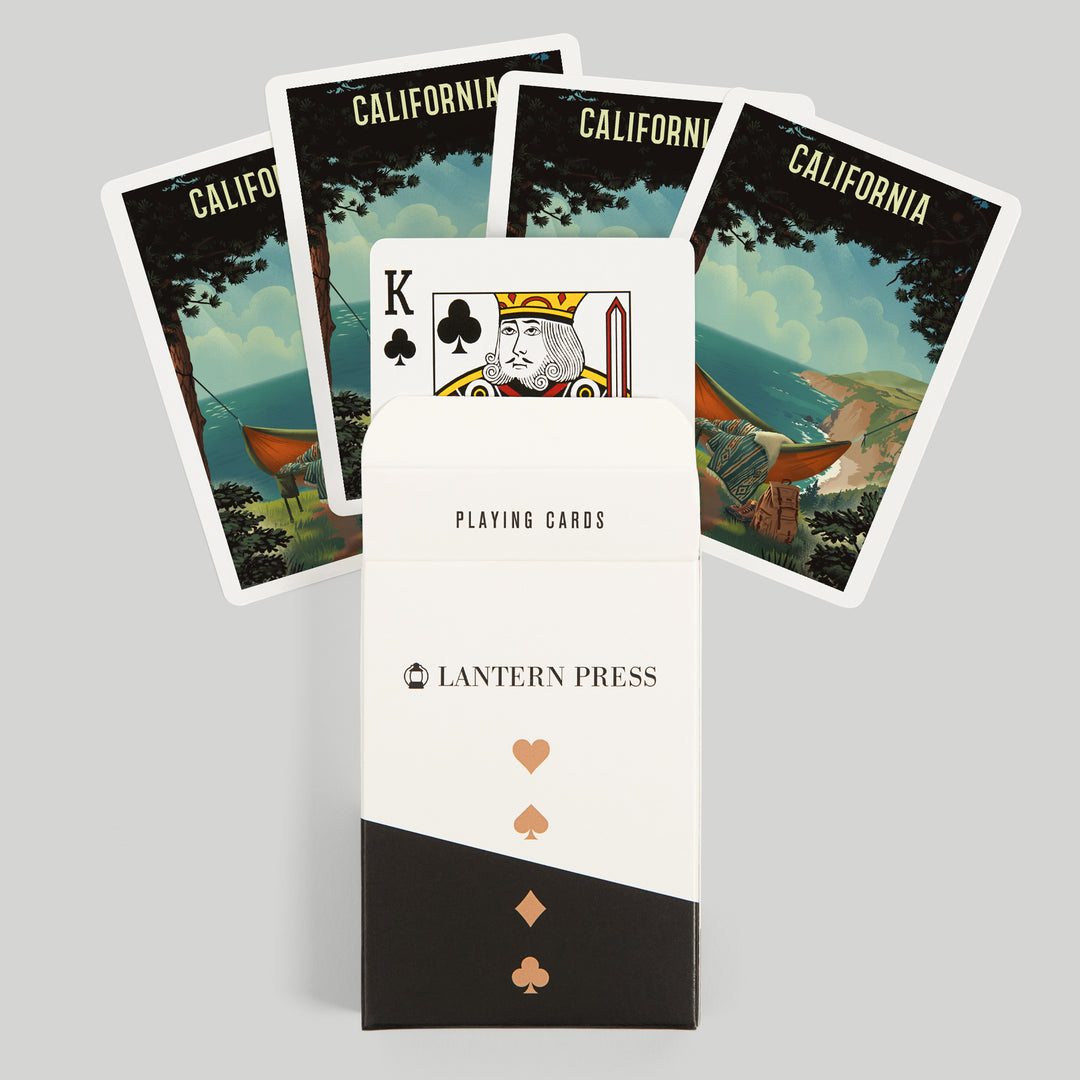 Playing Cards, California, Today's Office, Coastal Series, Hammock on Beach, 52 Card Deck with Jokers in Box, Unique Art