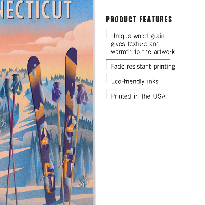 Connecticut, Prepare for Takeoff, Skis in Snowbank, Wood Signs and Postcards