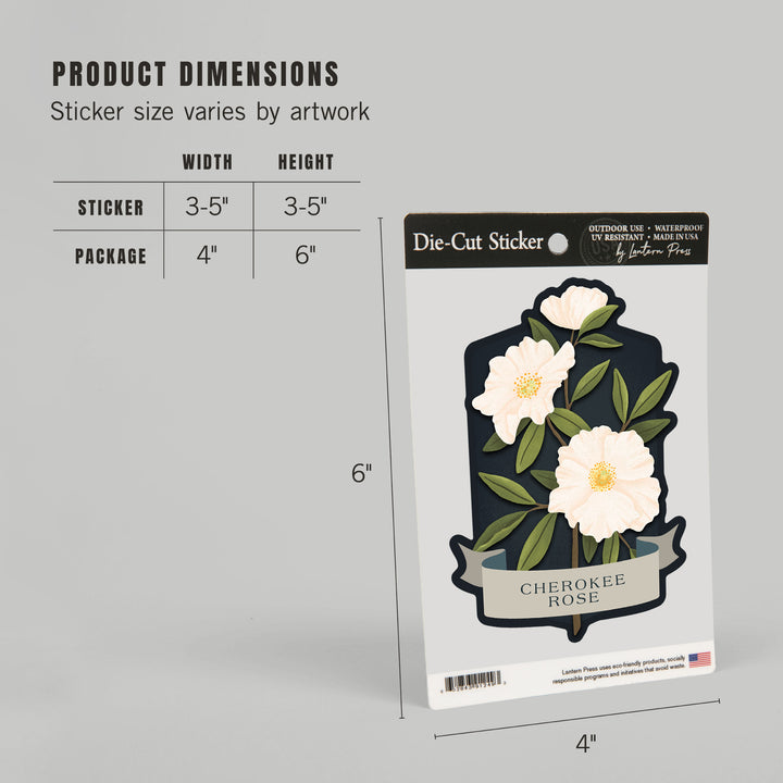 Vintage Flora Noir, Cherokee Rose, Vinyl Sticker
