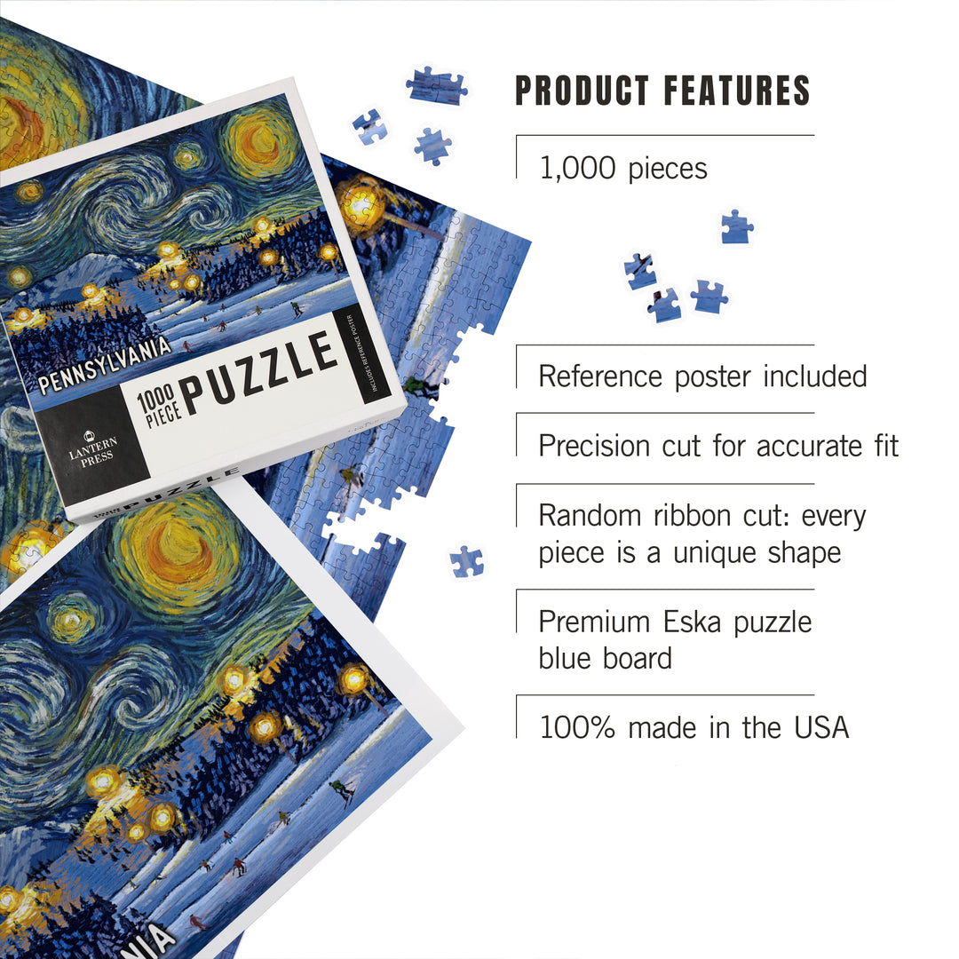 Pennsylvania, Starry Night, Ski, Jigsaw Puzzle