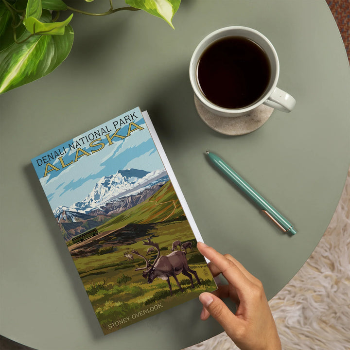Lined 6x9 Journal, Denali National Park, Alaska, Caribou and Stoney Overlook, Lay Flat, 193 Pages, FSC paper