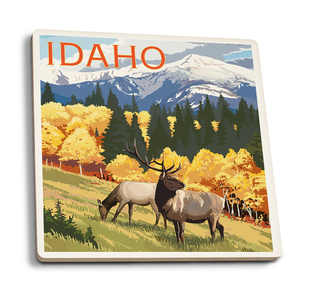 Idaho, Elk and Mountains, Coaster Set