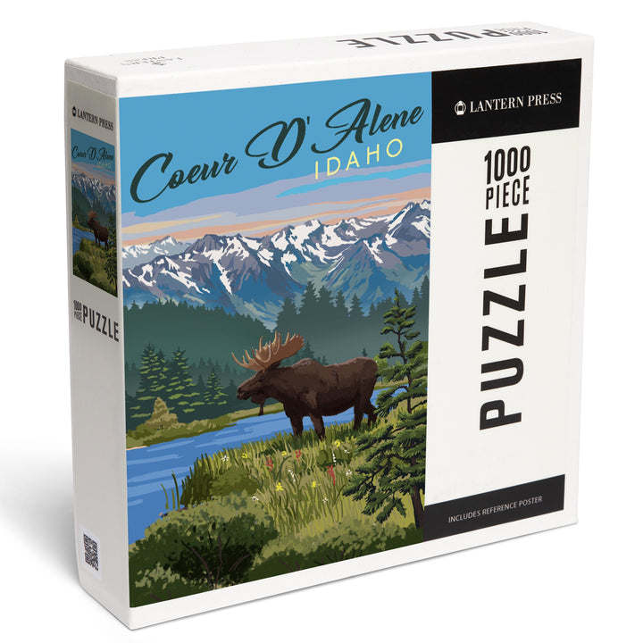 Coeur d'Alene, Idaho, Painterly Series, Moose, Summer Scene, Jigsaw Puzzle