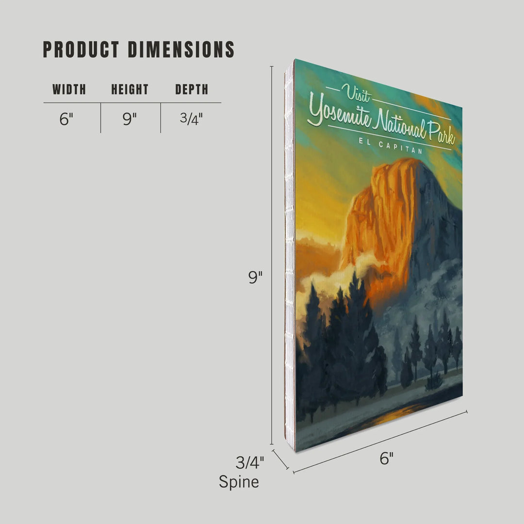 Lined 6x9 Journal, Yosemite National Park, California, Visit El Capitan, Oil Painting, Lay Flat, 193 Pages, FSC paper