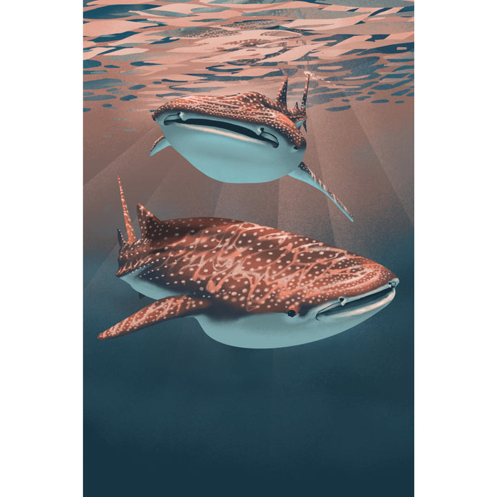 Lithograph, Whale Shark, Stretched Canvas