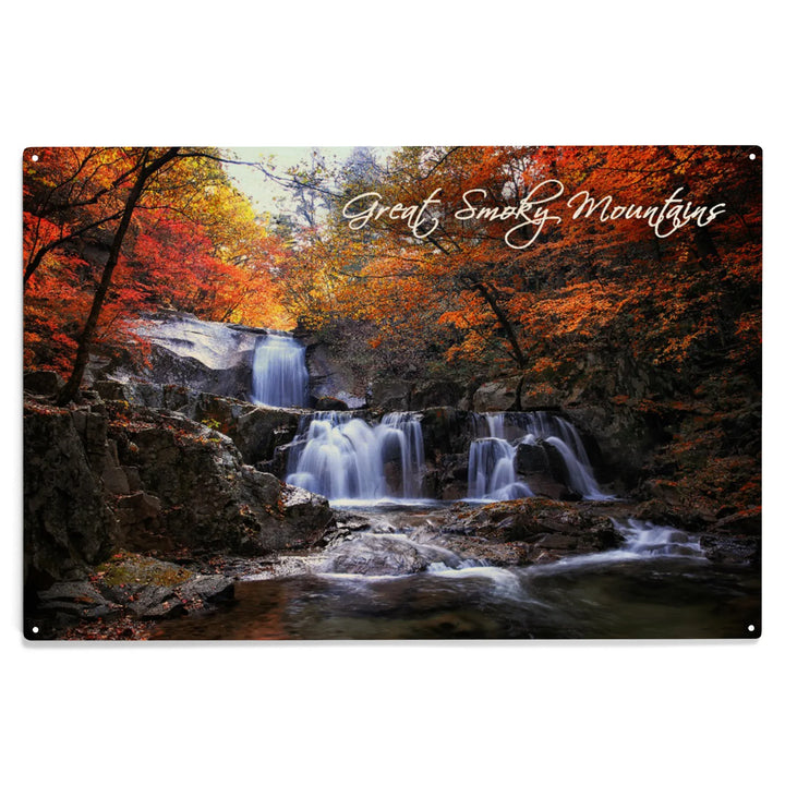 Great Smoky Mountains, Tennessee, Waterfall and, Wood Sign and Postcards