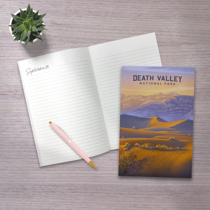 Lined 6x9 Journal, Death Valley National Park, California, Sand Dune Sunset, Oil Painting, Lay Flat, 193 Pages, FSC paper