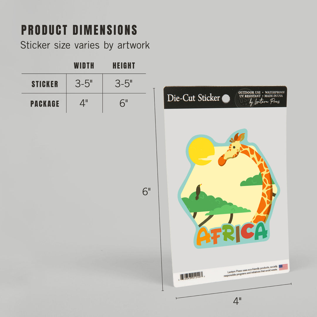 Africa, Giraffe, Playful Vector, Contour, Vinyl Sticker