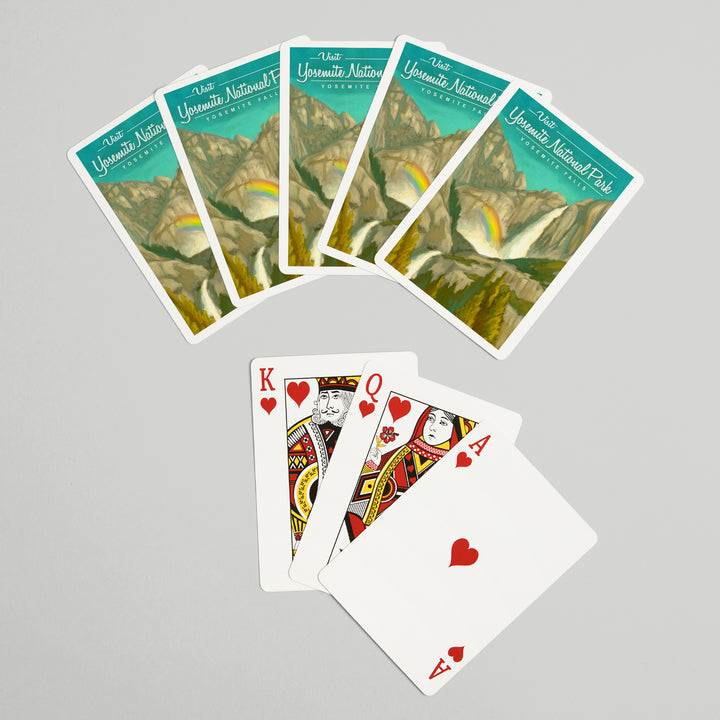 Playing Cards, Yosemite National Park, California, Visit Yosemite Falls, Oil Painting, 52 Card Deck with Jokers in Box, Unique Art
