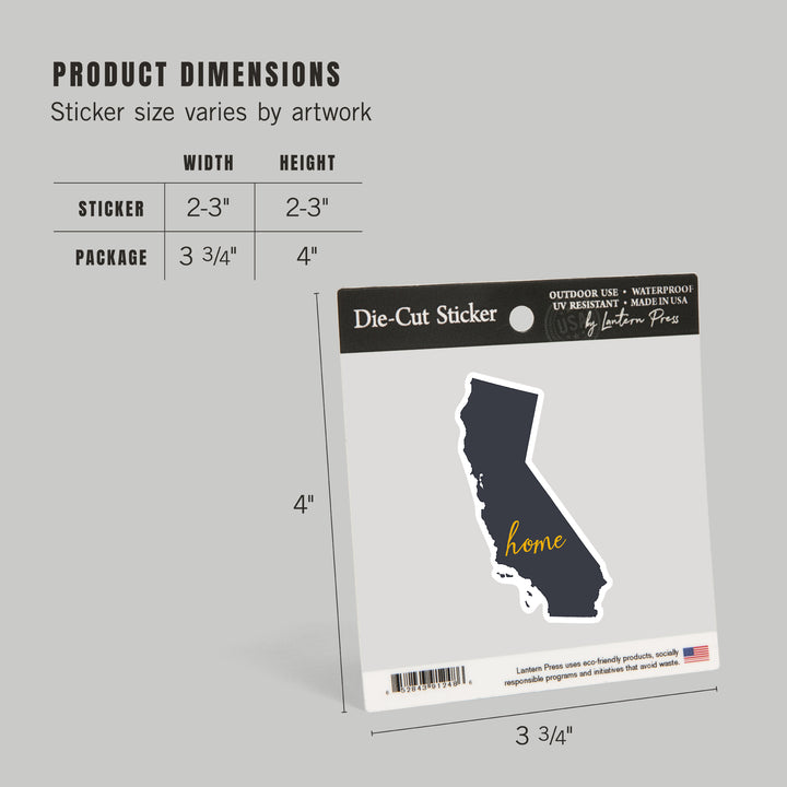 California, Home State, White and Gray, Contour, Vinyl Sticker