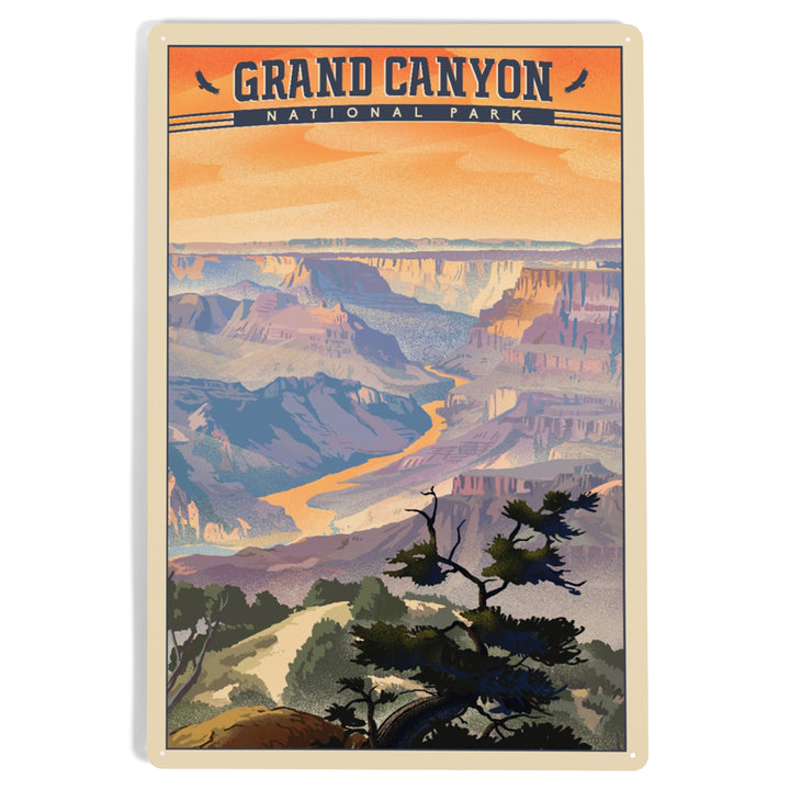 Grand Canyon National Park, Arizona, Desert View, Lithograph National Park Series, Metal Signs