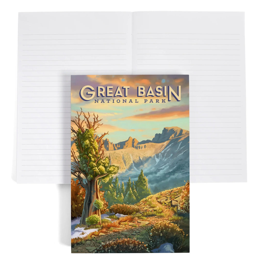 Lined 6x9 Journal, Great Basin National Park, Nevada, Oil Painting, Lay Flat, 193 Pages, FSC paper