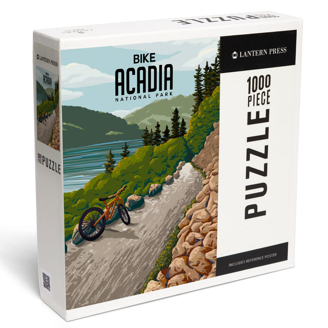 Acadia National Park, Maine, Painterly, Biking River Path, Jigsaw Puzzle