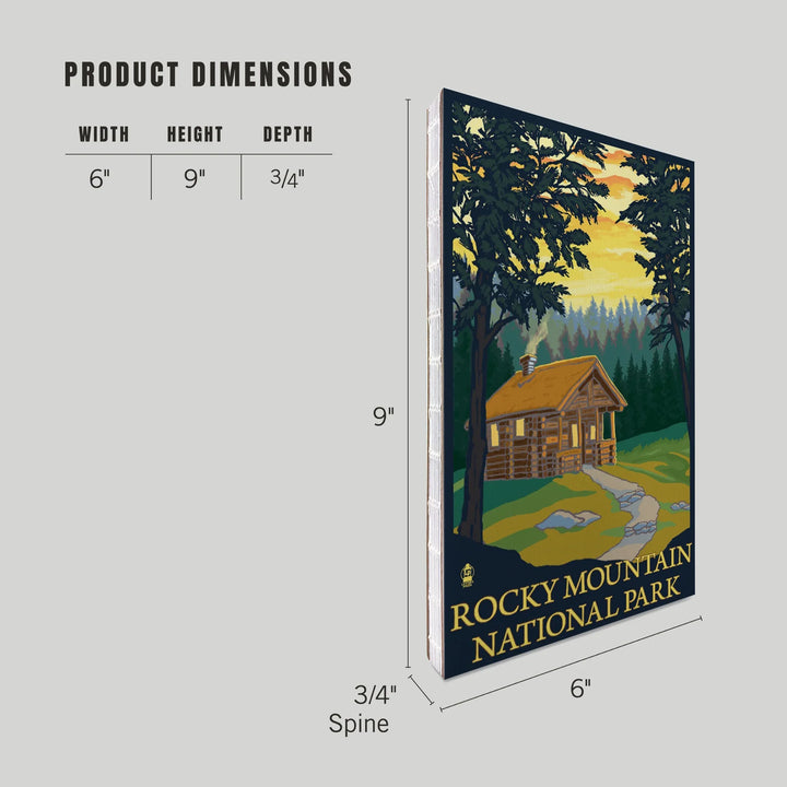 Lined 6x9 Journal, Rocky Mountain National Park, Colorado, Cabin Scene, Lay Flat, 193 Pages, FSC paper