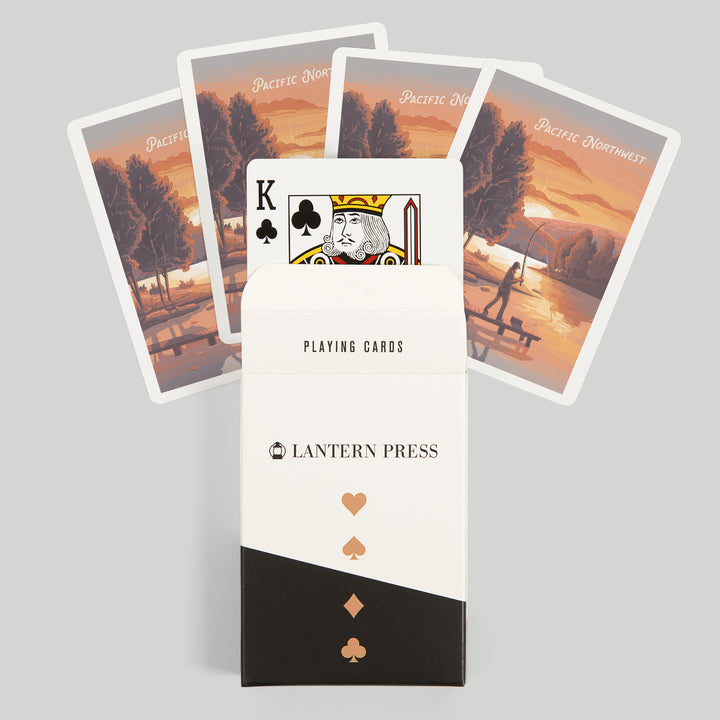 Playing Cards, Pacific Northwest, This is Living, Fishing with Hills, 52 Card Deck with Jokers in Box, Unique Art