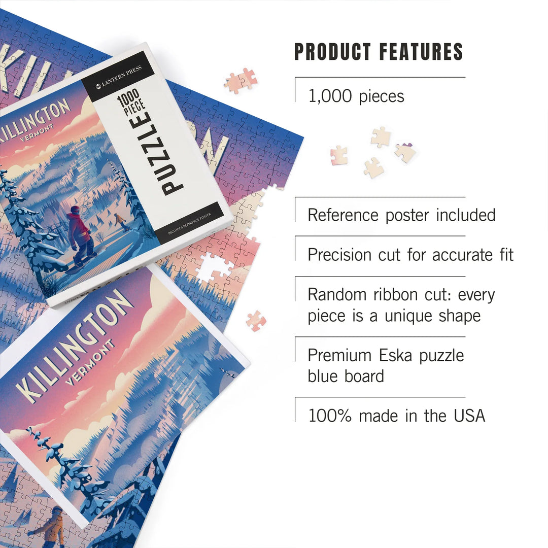 Killington, Vermont, Shred the Gnar, Snowboarding, 1000 Piece Jigsaw Puzzle