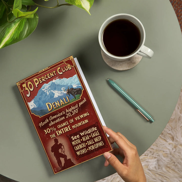 Lined 6x9 Journal, Denali National Park, Alaska, 30% Club Vintage Sign, Lay Flat, 193 Pages, FSC paper