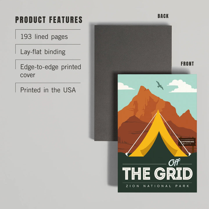 Lined 6x9 Journal, Zion National Park, Utah, Off the Grid, Tent, Lay Flat, 193 Pages, FSC paper