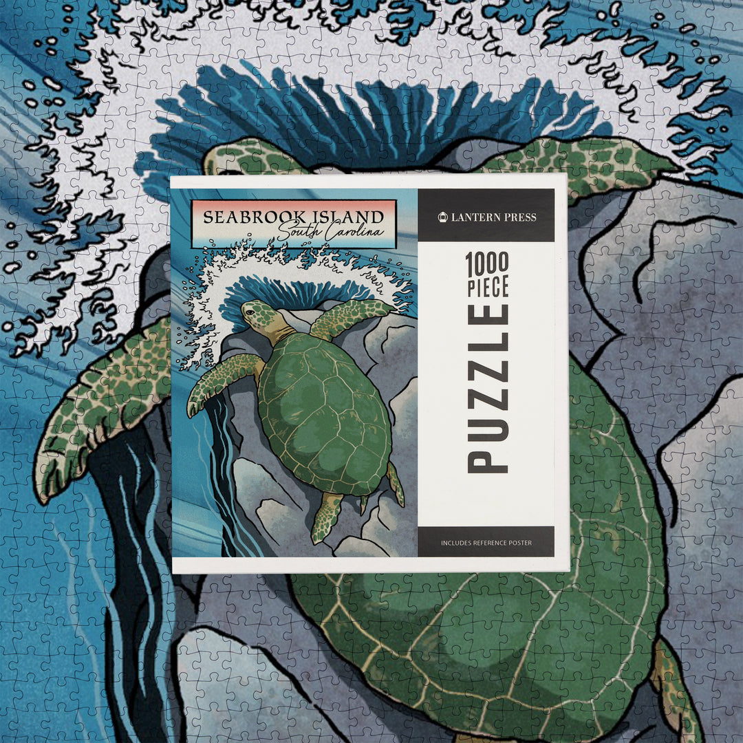 Seabrook Island, South Carolina, Sea Turtle, Woodblock, Jigsaw Puzzle
