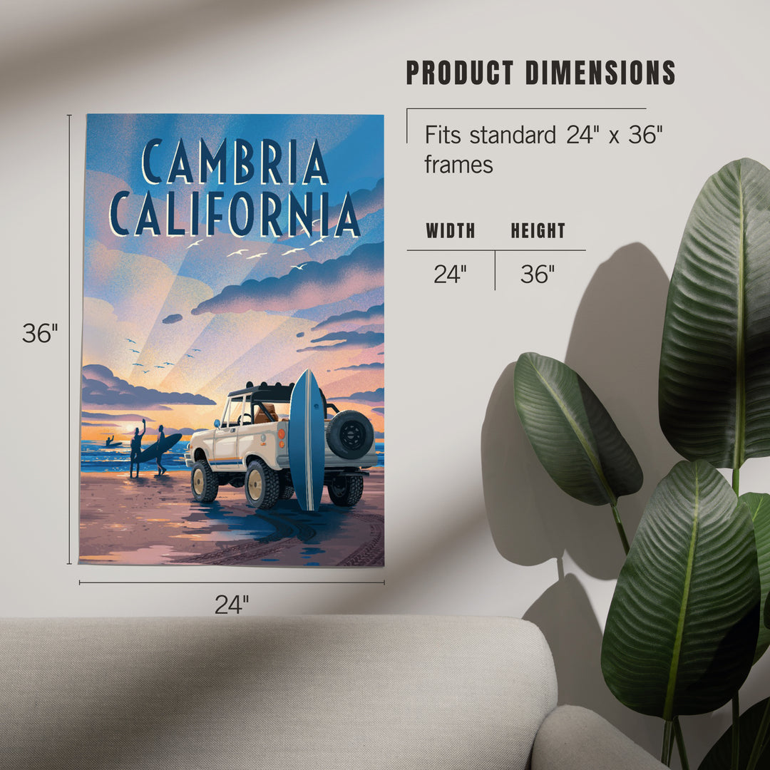 Cambria, California, Lithograph, Surfers on Beach, Art & Giclee Prints