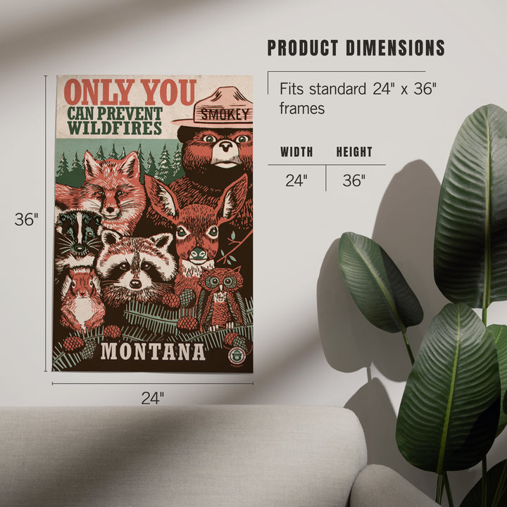 Montana, Smokey Bear and Woodland Creatures, Officially Licensed, Art & Giclee Prints
