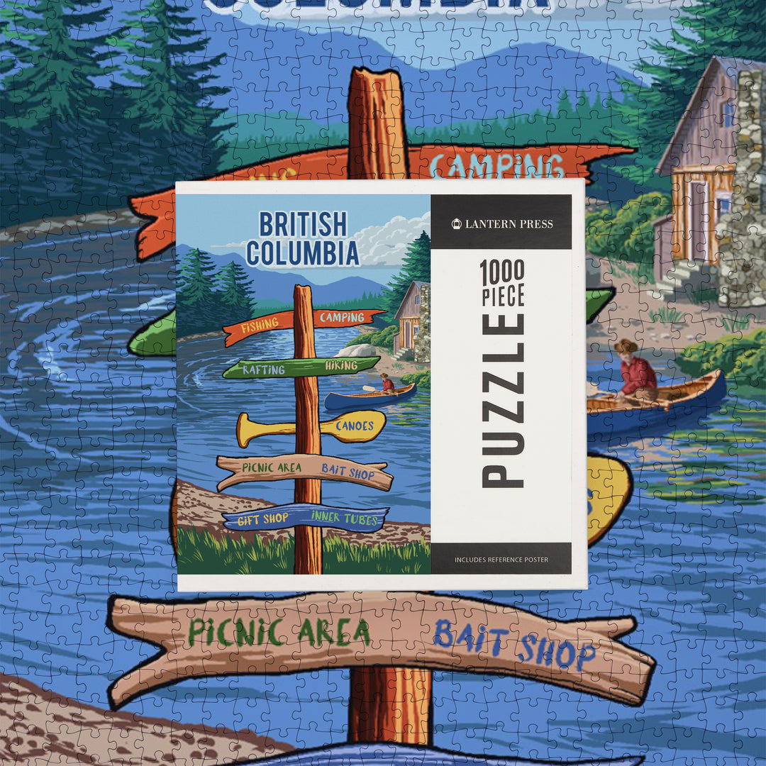 British Columbia, Signpost, River, Jigsaw Puzzle