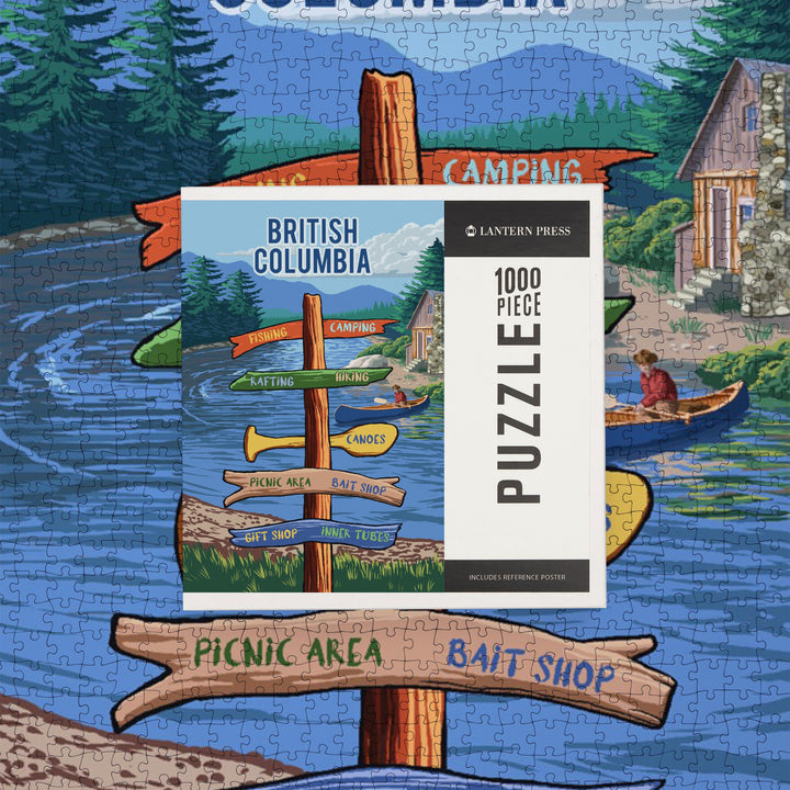 British Columbia, Signpost, River, Jigsaw Puzzle