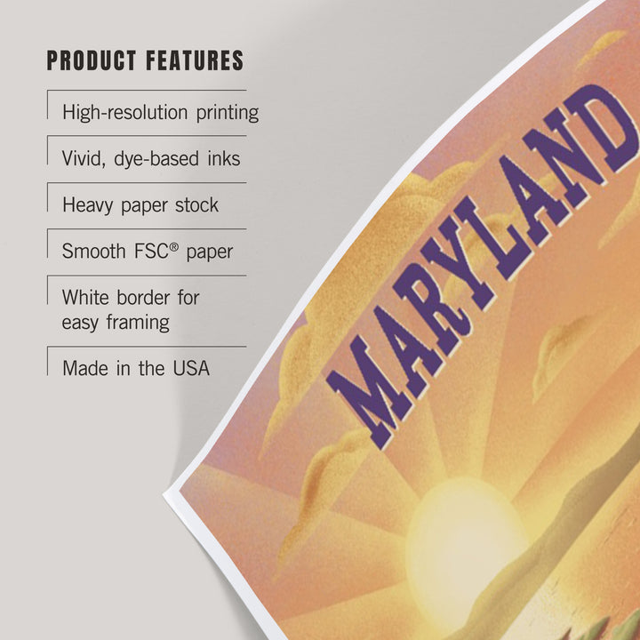 Maryland, Lithograph, Bear and Spring Flowers, Lake, Art & Giclee Prints
